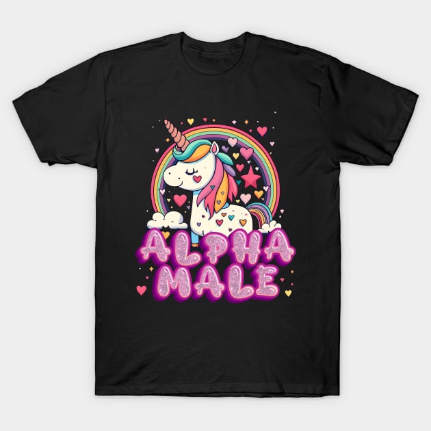 Alpha Male Unicorn Design T-Shirt by screamingfool